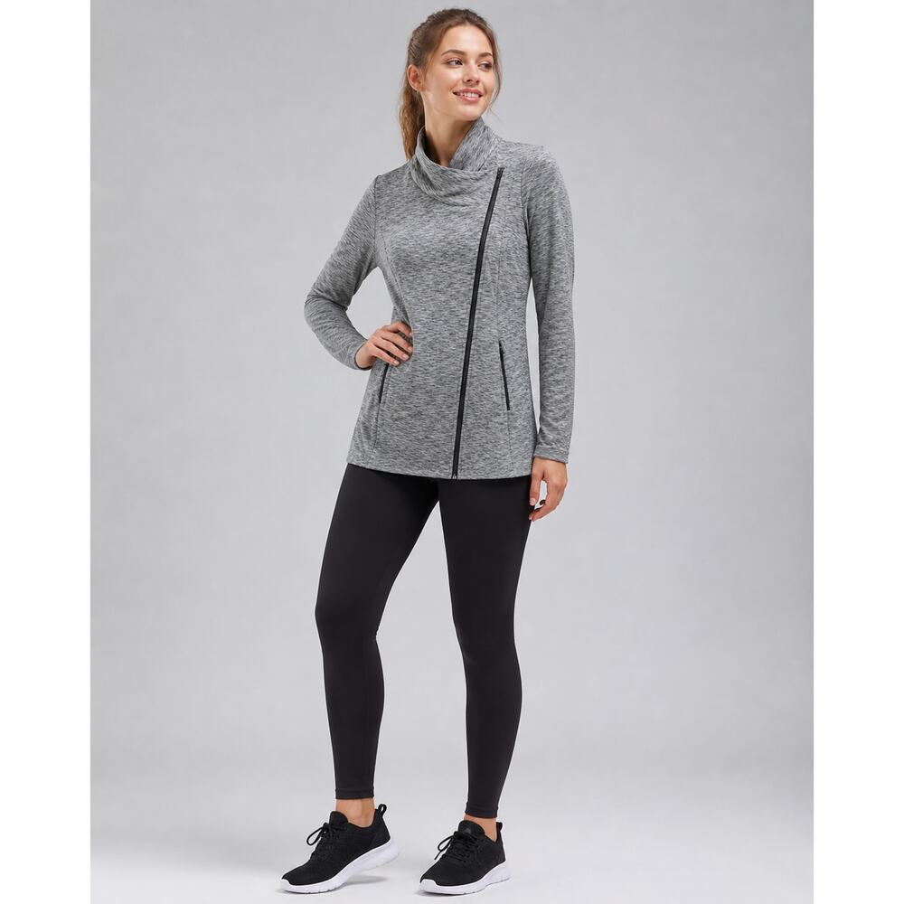 Athleta Intention Asymmetrical Zip Jacket XS Heather Gray Athleisure